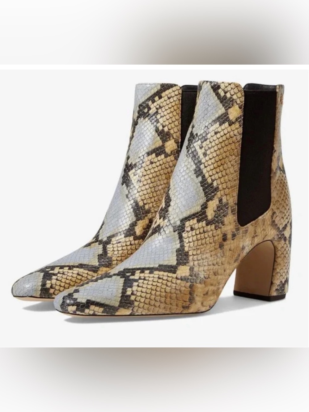 NEW TORY BURCH BANANA EMBOSSED SNAKESKIN LEATHER CHELSEA ANKLE BOOTIES BOOTS 6.5